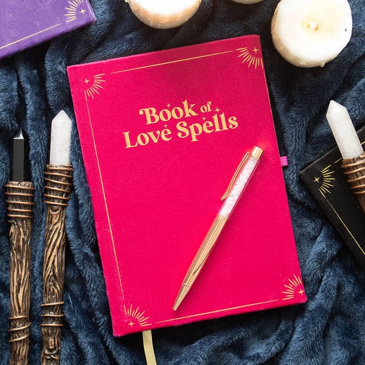 Book Of Love Spells Journal with Rose Quartz Crystal Pen for wholesale by WONDER IMPORTS AUSTRALIA