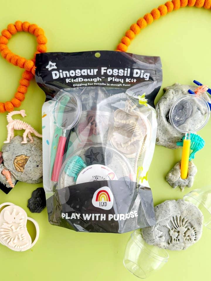 Dinosaur Fossil Dig KidDough Play Kit for wholesale by Earth Grown KidDoughs (KidDoughs by EGKD)