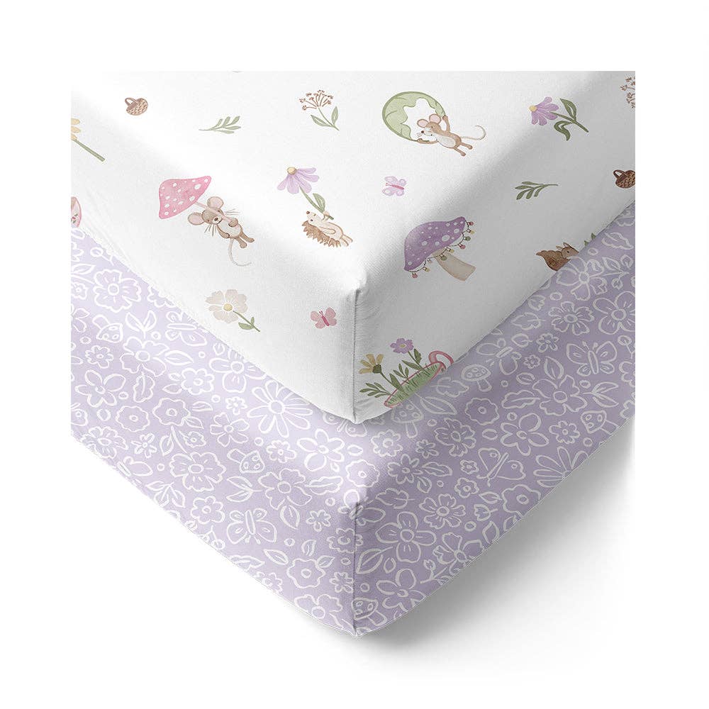 Living Textiles - Wholesale Fitted sheet – Child & baby - 2 Pack Organic Cot Fitted Sheet - Whimsical Wonderland0