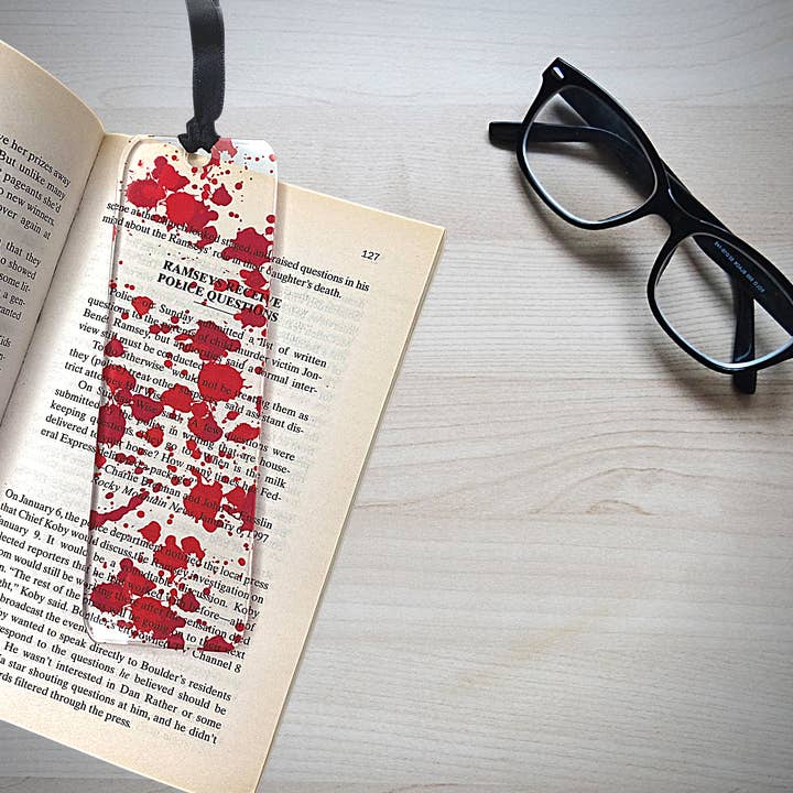 Sleepy Magnolia Designs - Wholesale Bookmark - True Crime Blood Splatter Bookmark