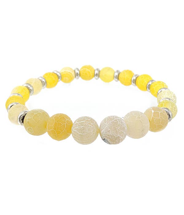 Jewelry Max - Wholesale Beaded Bracelet - ( D108 ) AGATE STONE BALL BEAD BRACELET