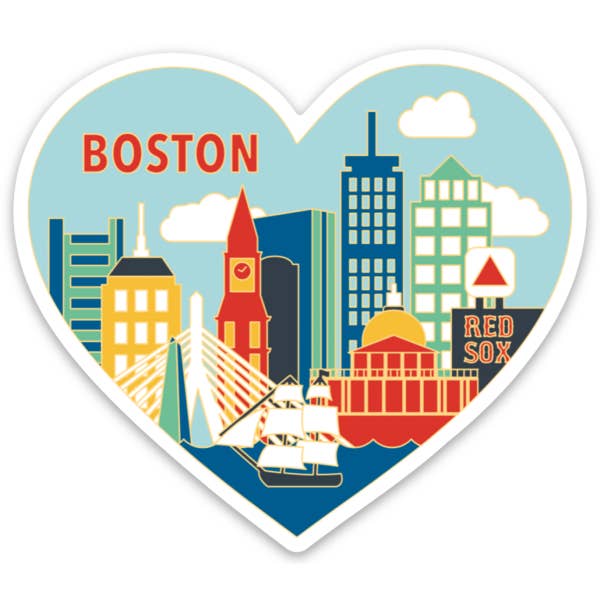 THE FOUND - Wholesale Sticker - Boston Skyline Heart Die Cut Sticker