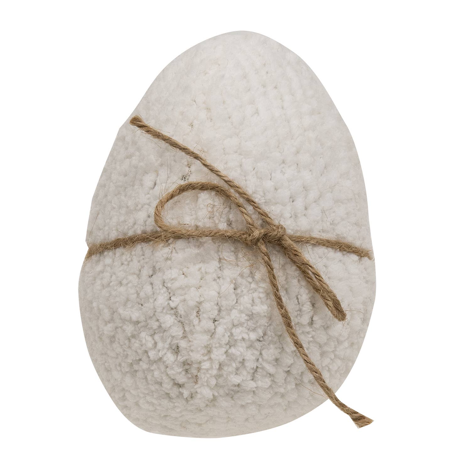 Col House Designs – wholesale Decorative tabletop object – Stuffed White Chenille Egg w/Jute Bow0
