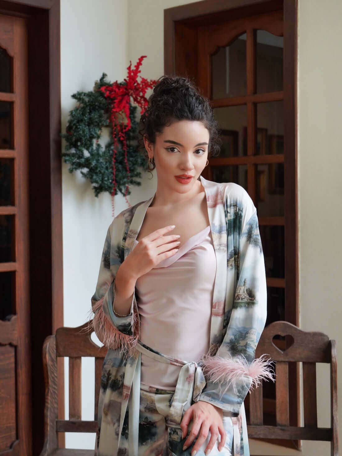 vert Ensemble de pyjama paysage 3 pièces plume en vente sur Faire12