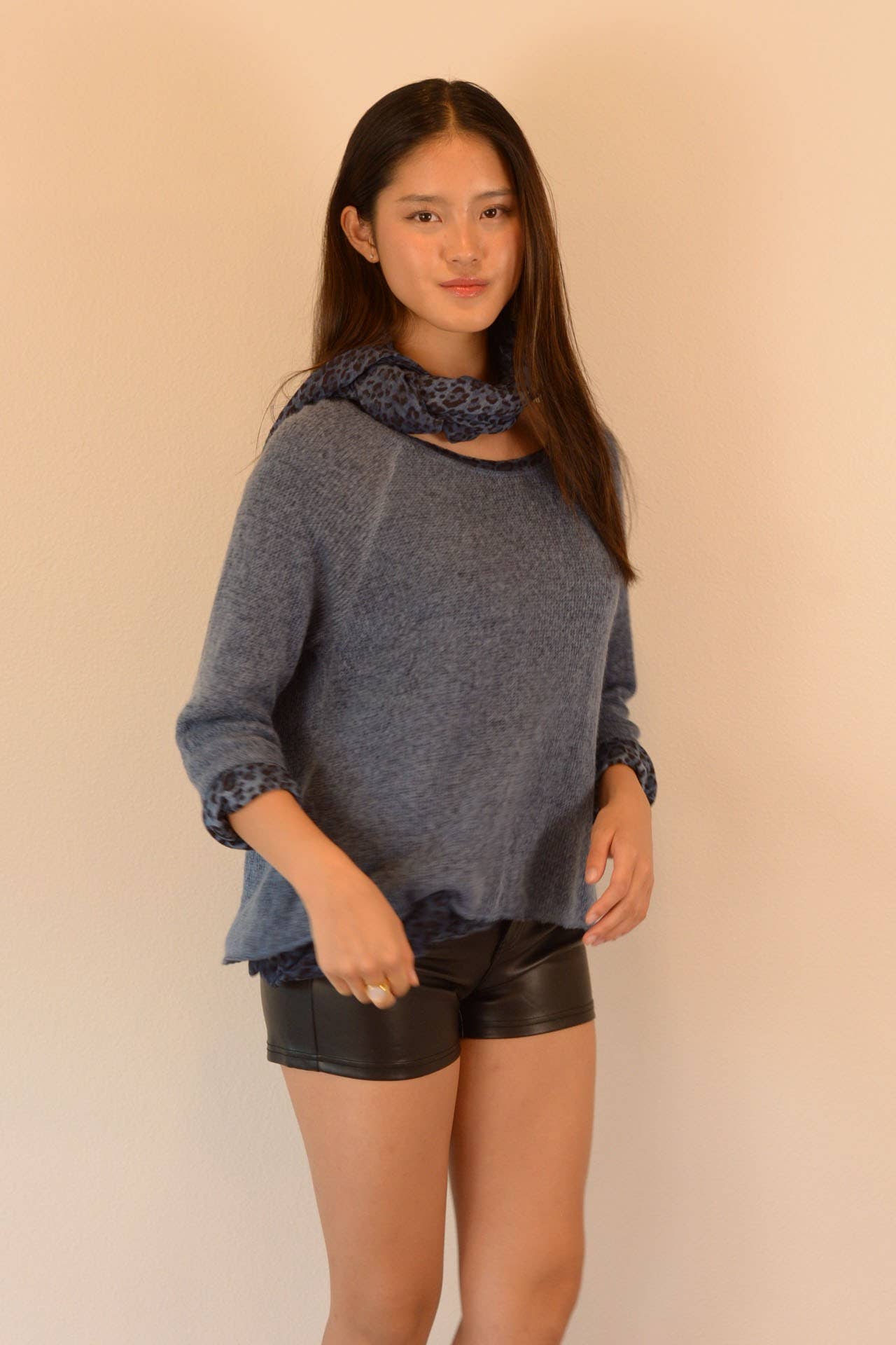 Ambiente - Wholesale Knit Sweater - Women's - WASHED VISCOSE BLENDED MOHAIR SWEATER-T2309EL186216