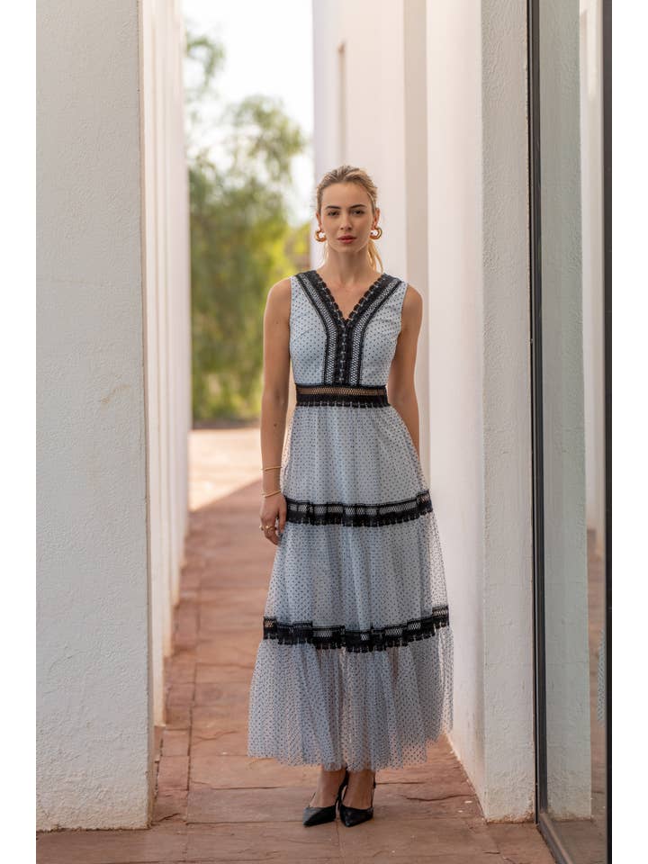CHOKLATE PARIS - Wholesale Dress - Women's - Nikky Long Dress in Plumetis Tulle - 80936 (S-M-L)