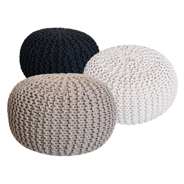 Voglrieder - Wholesale Pouf - Pouf Set of 3 Pieces Diameter 55 cm Knitted Stool Seat Stool Bod