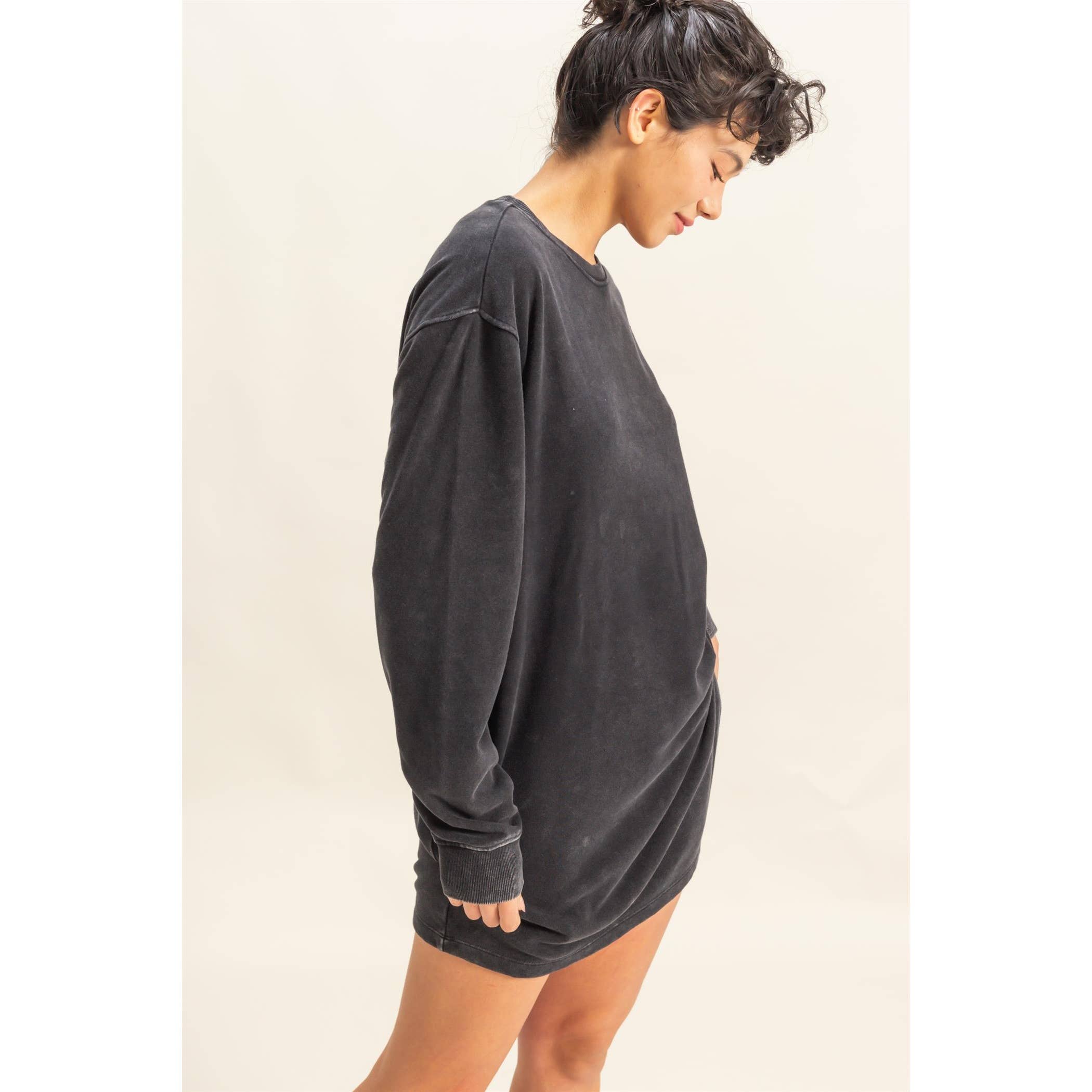 Double Zero - Wholesale Dress - Women's - Long Sleeve Oversized Mini Dress44