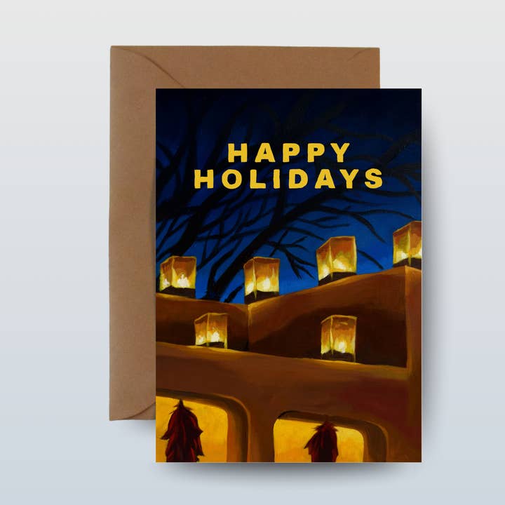 5"x7" Farolitos Holiday Card for wholesale by Painting the Southwest