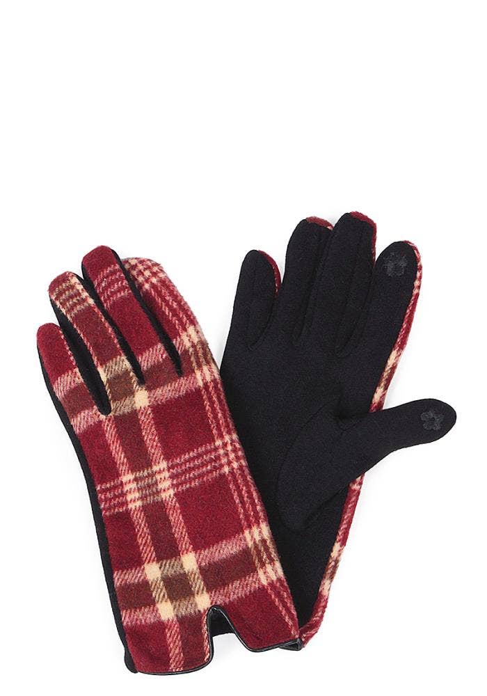 anbfashion - Wholesale Gloves - Women's - SMART TOUCH PLAID TWO TONE GLOVES0