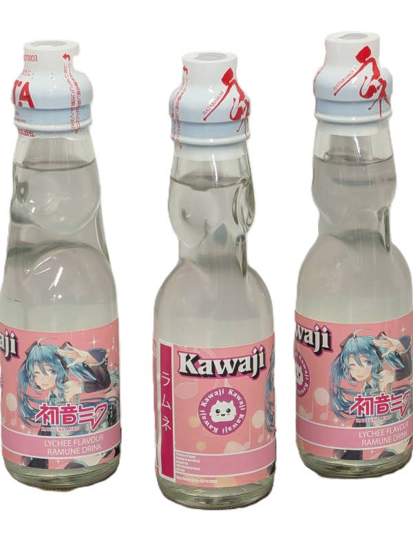 Hatsune Miku Lychee Flavour Ramune Soda 200ml for wholesale by Kawaji