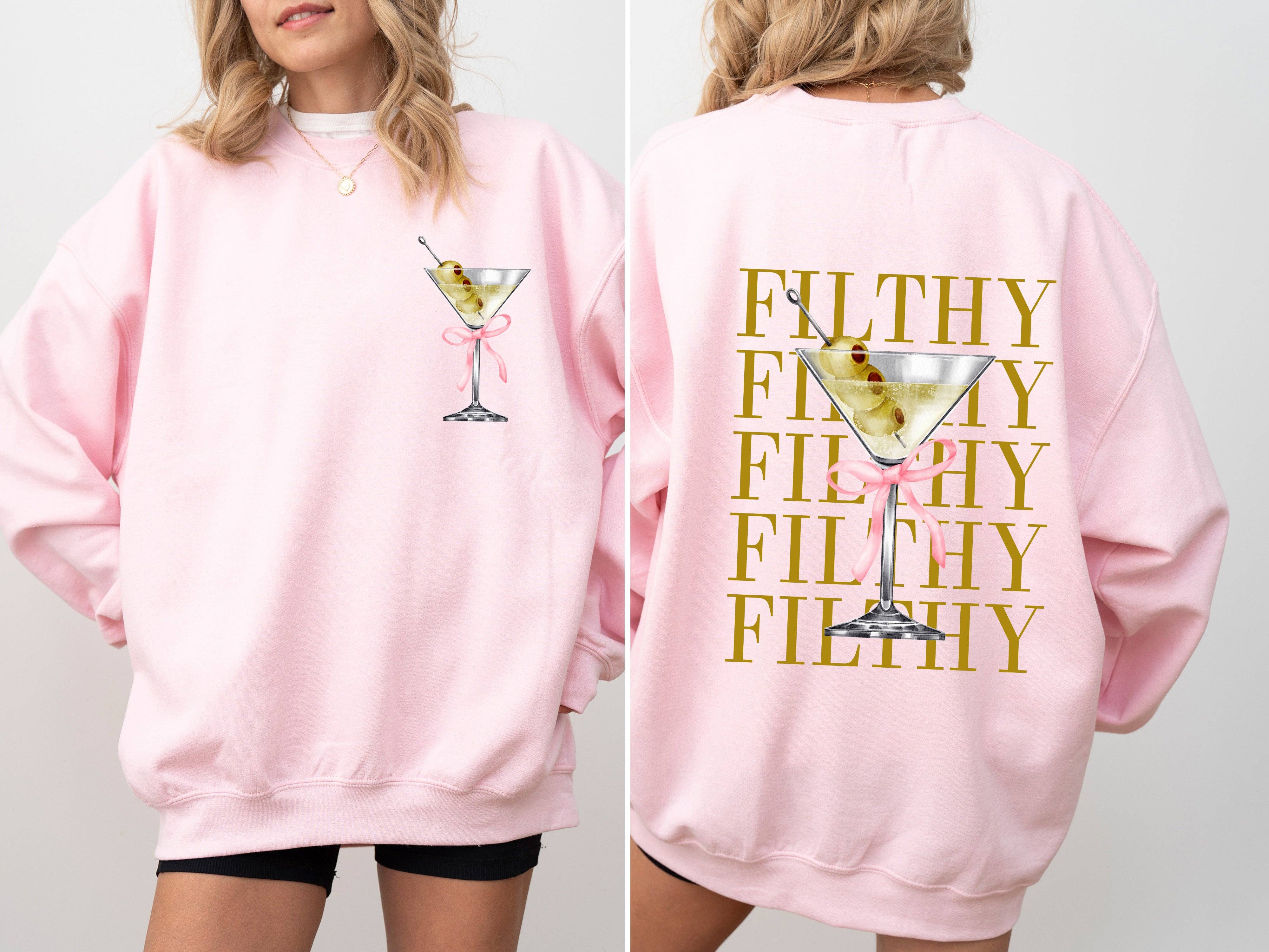 Refinery Number One LLC – wholesale Sweatshirt med tryck - Dam – Smutsig Martini, smutsig, dryck, oliv, gin, vodka-tröja2