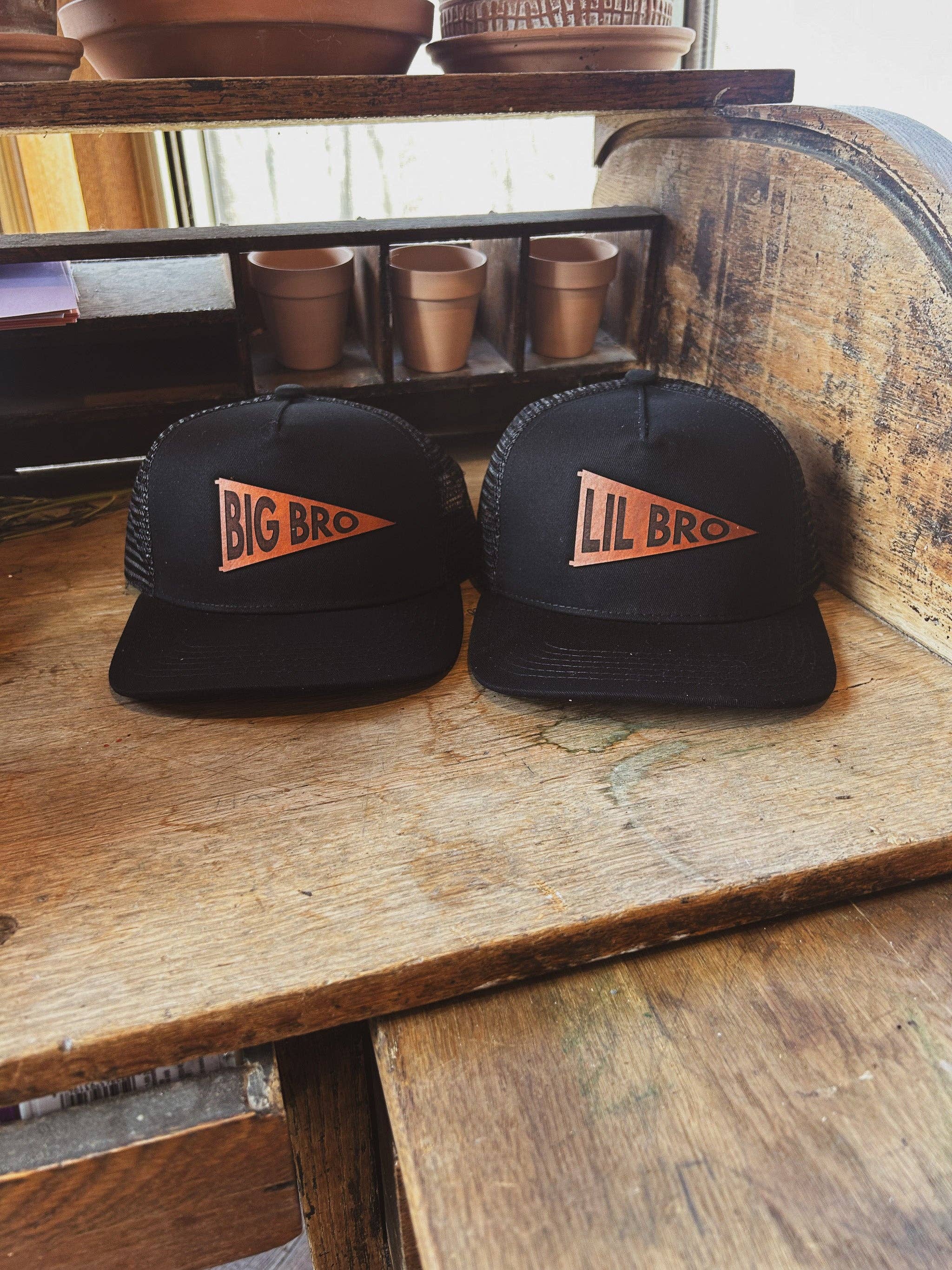 Left Grain - Wholesale Kids Hat - Kids - Big Bro and Lil Bro Pennant Leather Patch Kids Hat9