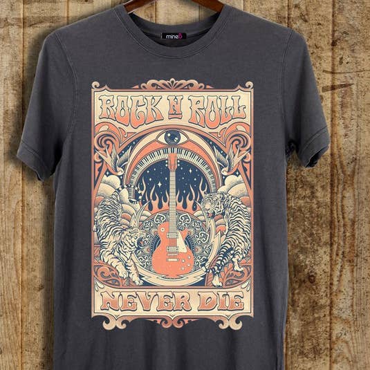 Rock N Roll Never Die Graphic Tee for wholesale by MINEB