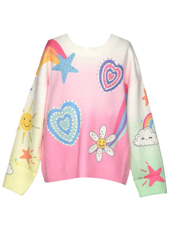 Icon Print Sweater W/ Rhinestone Detail for wholesale by Hannah Banana , Baby Sara