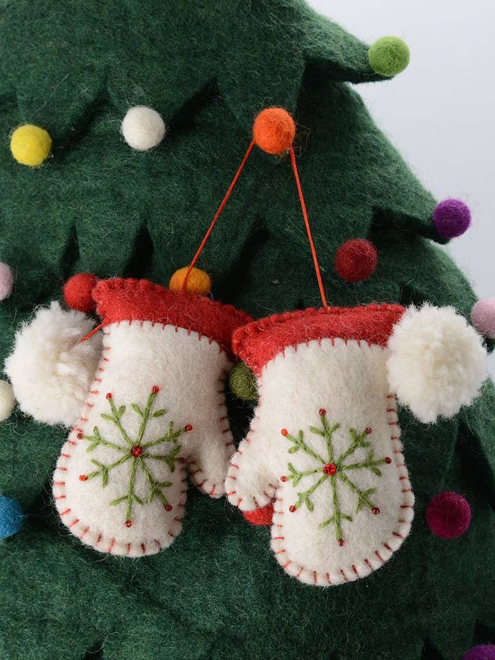 Bellissimi ornamenti di guanti in feltro per la vendita all'ingrosso da parte di Woollyfelt