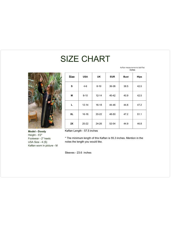 Gipci - Wholesale Kaftan - Women's - Boho Black Caftan, Long Sleeve Caftan Dress