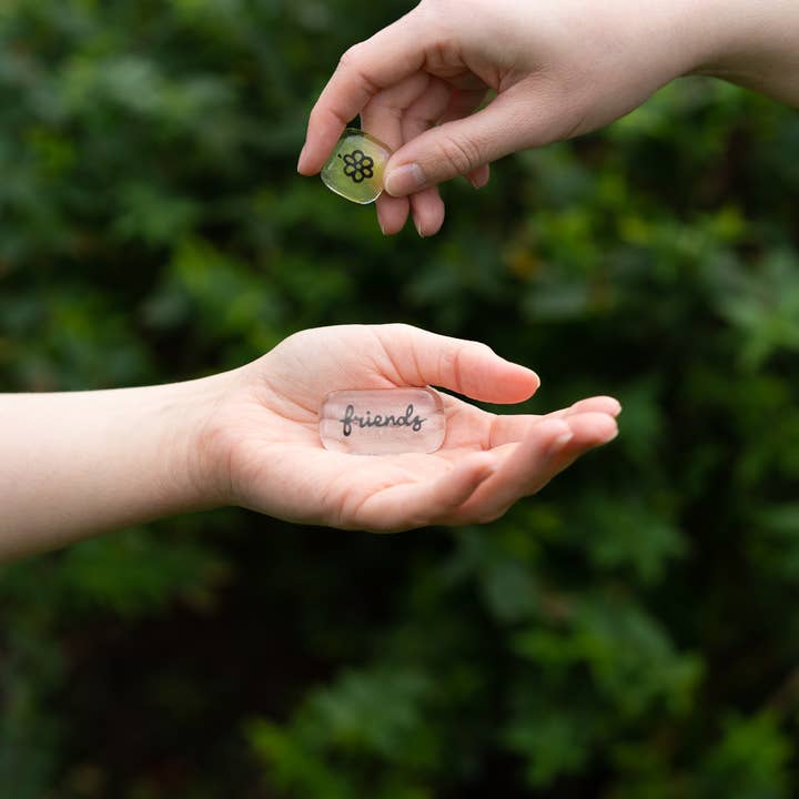 Salvia Glass - Wholesale Keepsake Coin/Token - Friends Positivity Pebble set - fused glass pocket pebbles.1