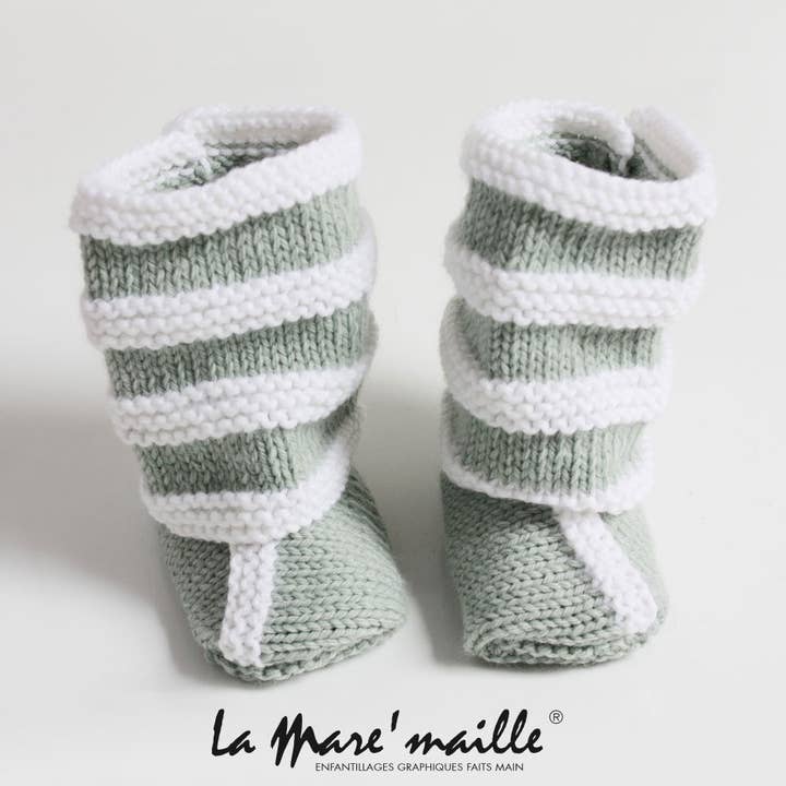 Hand knitted wool bohemian baby boots and gaiters for wholesale by La Mare'maille® Hand-made