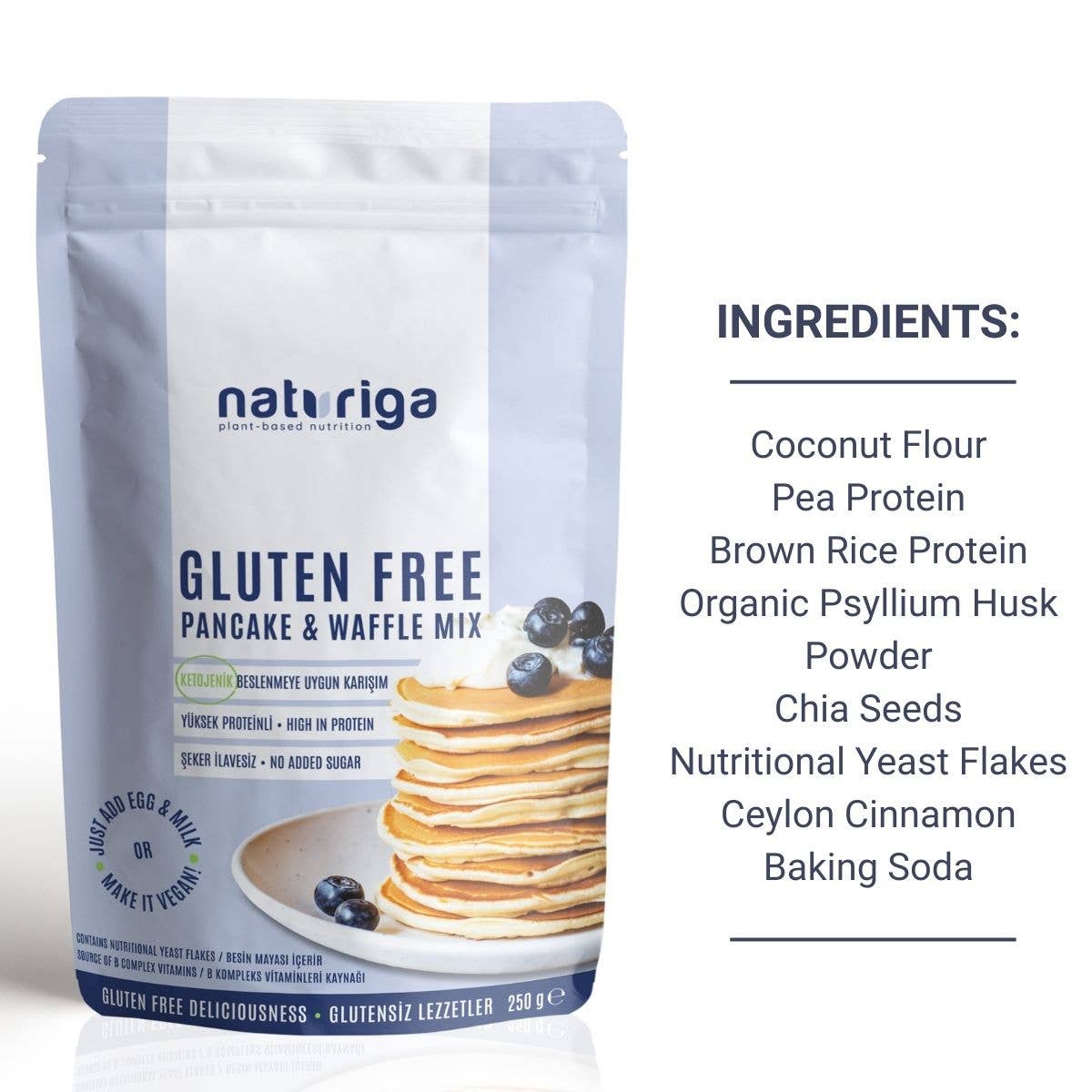 Multicolore Miscela per Pancake Ketogenica / Senza Glutine Naturiga (250 Gr) in vendita all'ingrosso su Faire1