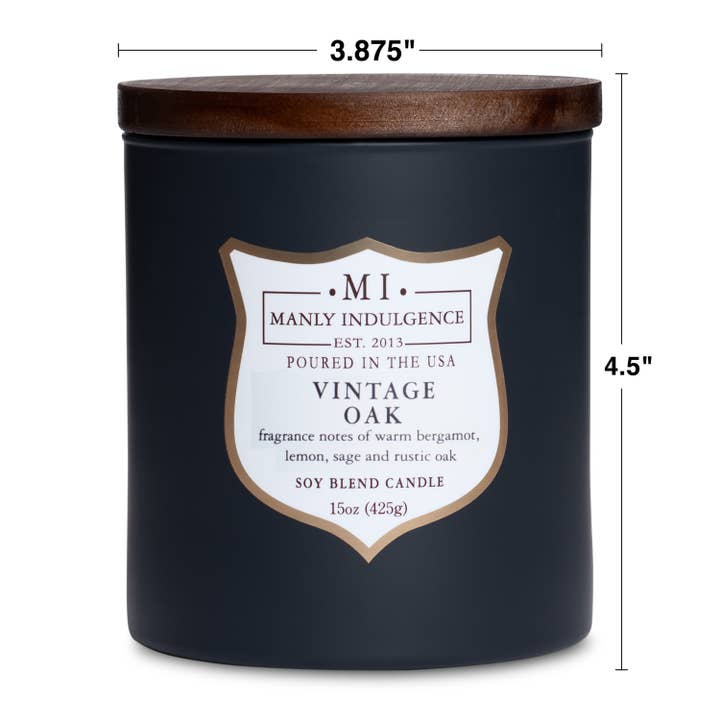 MVP Group International INC - Wholesale Jar/Filled Candle - Vintage Oak Wooden Wick Scented Candle, Soy Blend Wax, 15oz3