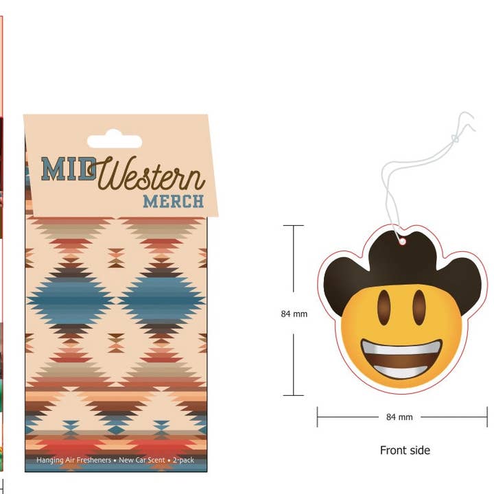 The Front Porch Label - Wholesale Car Freshener - Women's - Cowboy Smiley Face Air Freshener