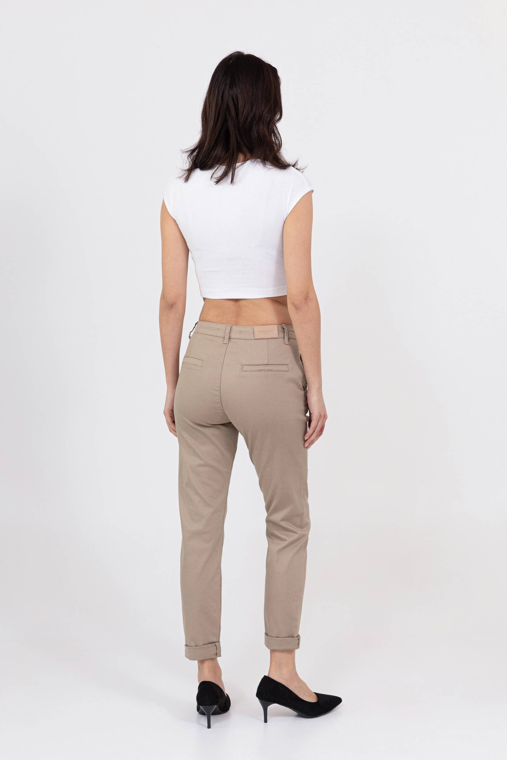 Nina Carter - Vente Pantalon – femme - Pantalon chino stretch taille haute confort Nina Carter J25039