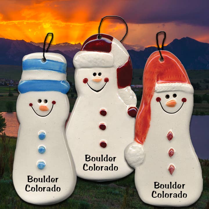 August Ceramics - Wholesale Ornament Set - Ceramic snowman assortment- Tall & skinny -Customizable