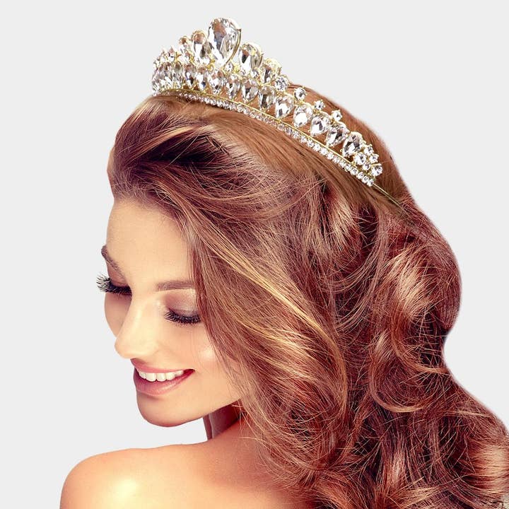 Sensibling Corp. - Wholesale Tiara - Women's - Teardrop Stone Cluster Princess Tiara11