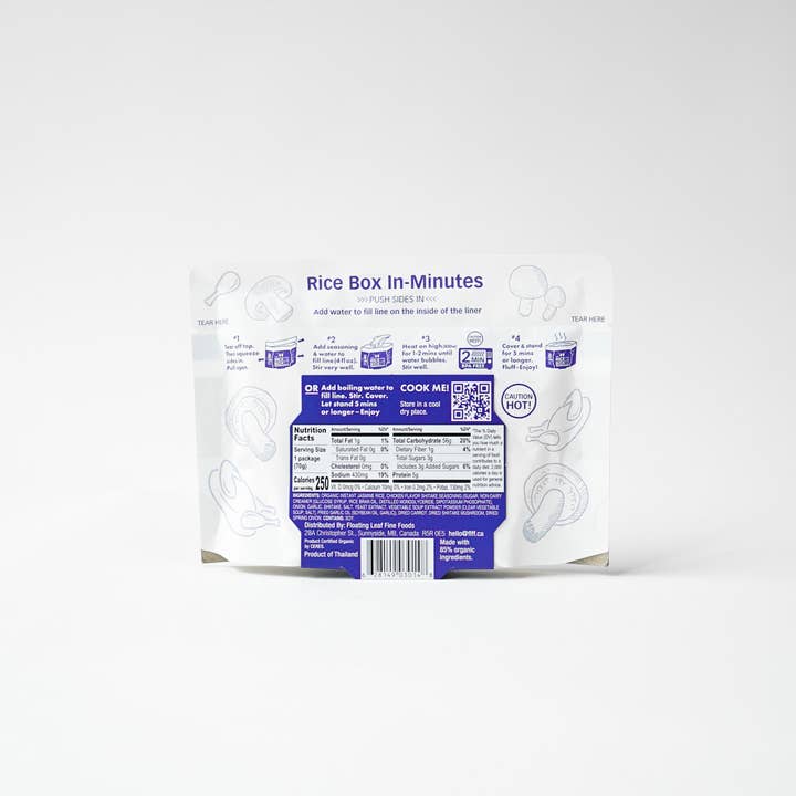 Floating Leaf Fine Foods - Wholesale Rice - The Rice Stuff Instant Org Chicken Mushroom Fried Rice Box1