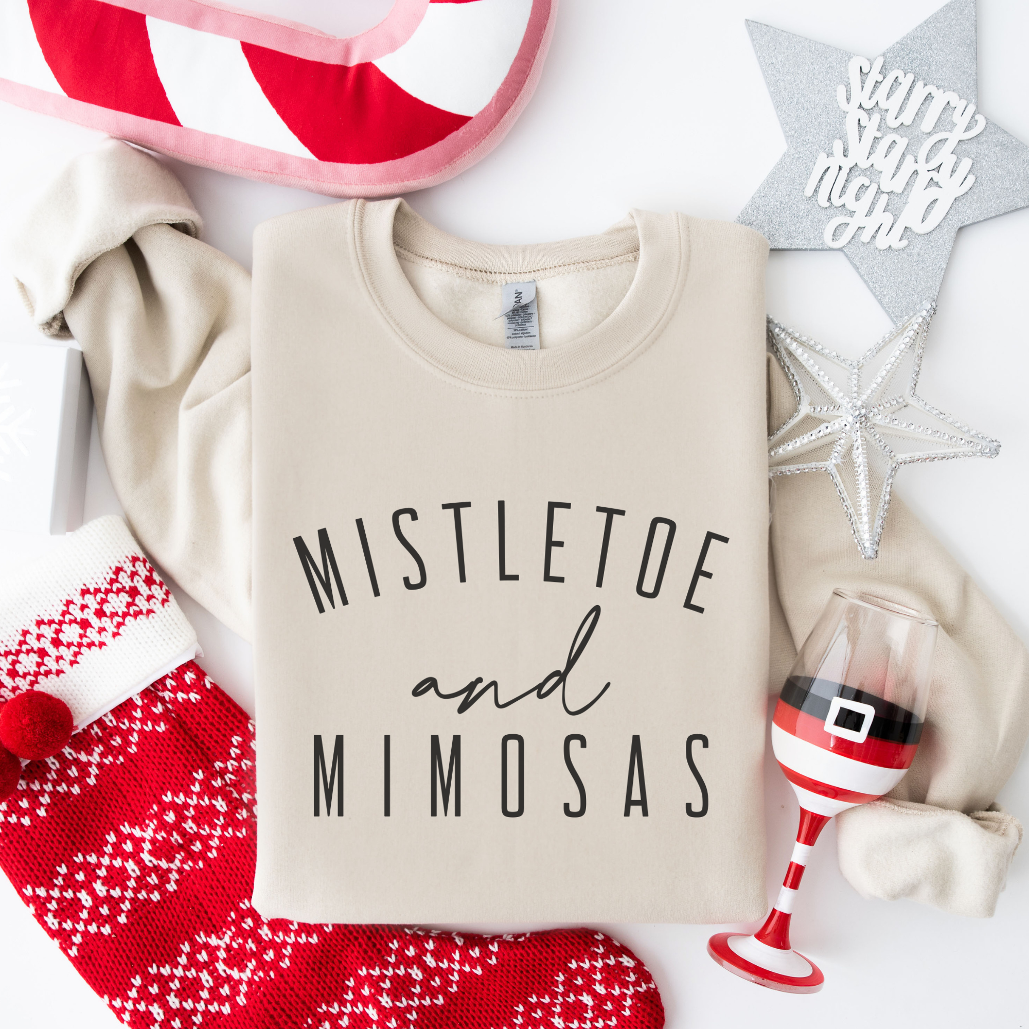 Trendznmore - Modern Graphic Apparel - Wholesale Graphic Sweatshirt - Women's - Mistletoe and Mimosas Christmas Crewneck Sweatshirt5