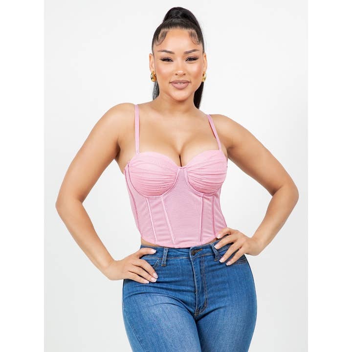 TOP CORSET CŒUR EN MAILLE UNIE pour la vente par DORCAS