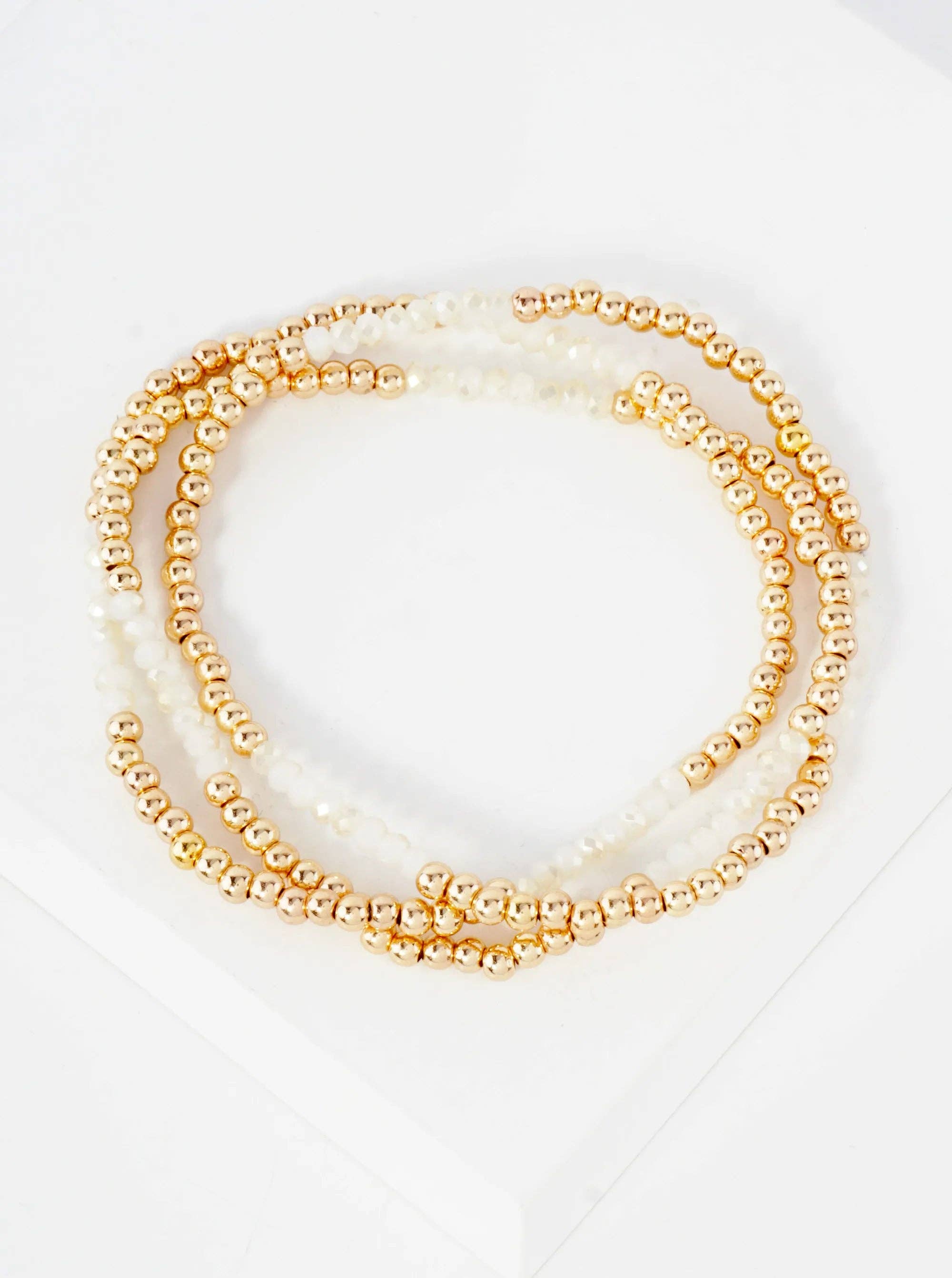 Wild Honey - Wholesale Jewelry Set - 3PC-Set Skinny Metallic Glass Beads Stackable Stretch Bracelets11