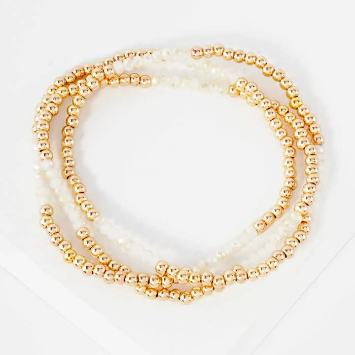 Wild Honey - Wholesale Jewelry Set - 3PC-Set Skinny Metallic Glass Beads Stackable Stretch Bracelets11