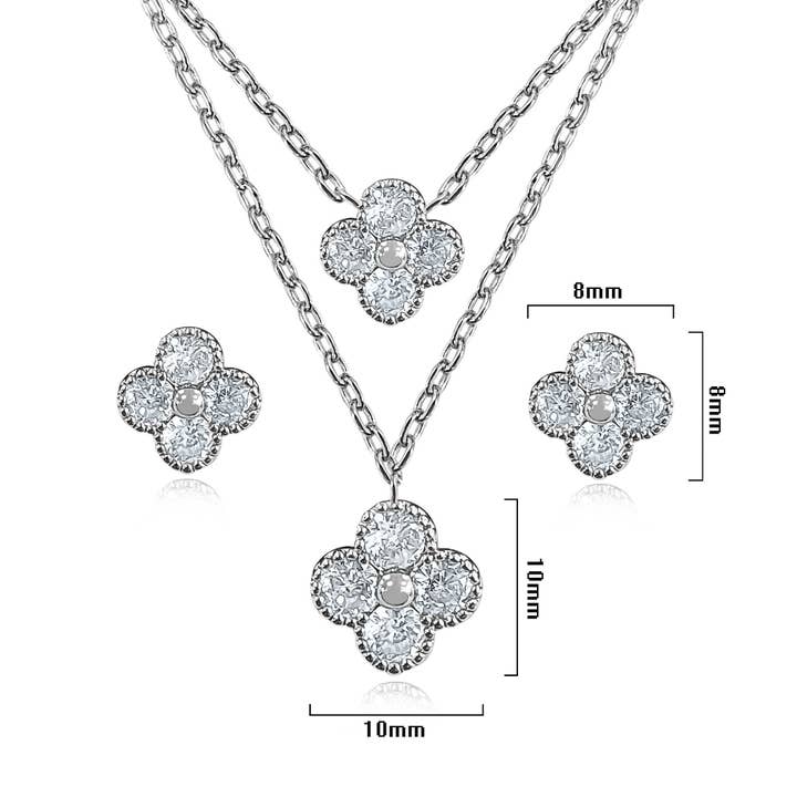 NY Jewelry House - Wholesale Jewelry Set - Double Clover Necklace & Earring Set3