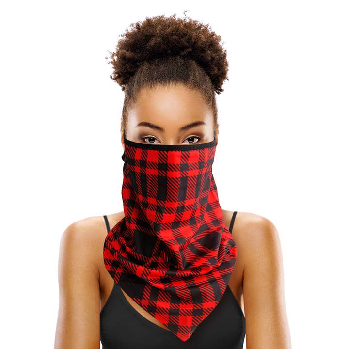 Rote und schwarze Buffalo Plaid Schal Maske für den Großhandel von PinktownUSA