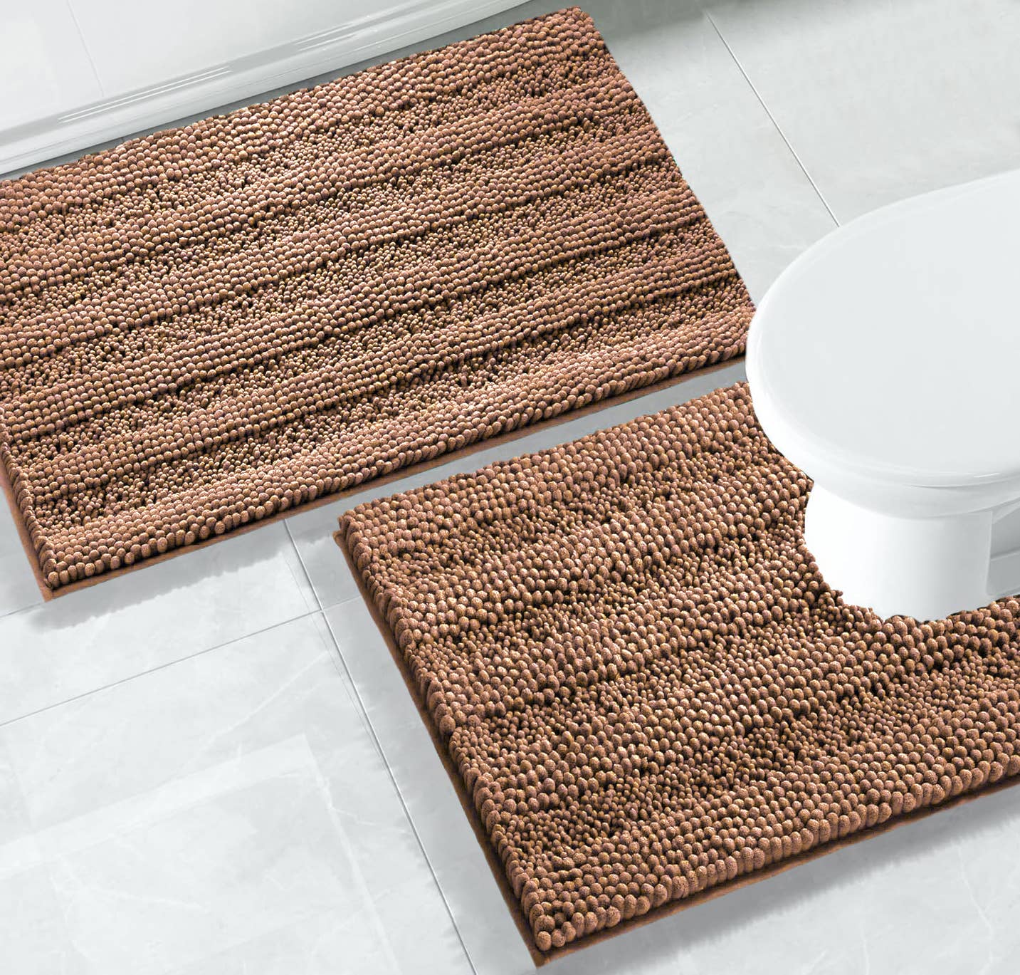 home mart goods - Wholesale Bath Mat Set - 2 Piece Soft Cozy Plush Chenille Bath Mat & Contour Bath Rug40