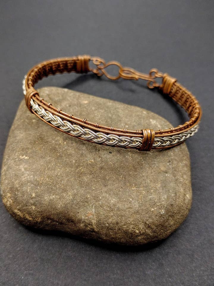 Braccialetto intrecciato in argento, regalo di Natale per la fidanzata del fidanzato, regalo di matrimonio spirituale per lei, gioiello femminile divino, regalo da strega per la vendita all'ingrosso da parte di Mossy Mushroom