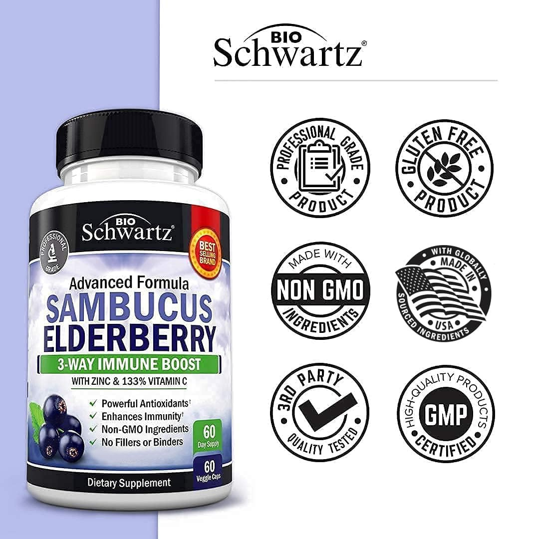 BioSchwartz - Wholesale Oral Supplement/Vitamin - Elderberry with Zinc and Vitamin C: Immune Support (60 Cap)4