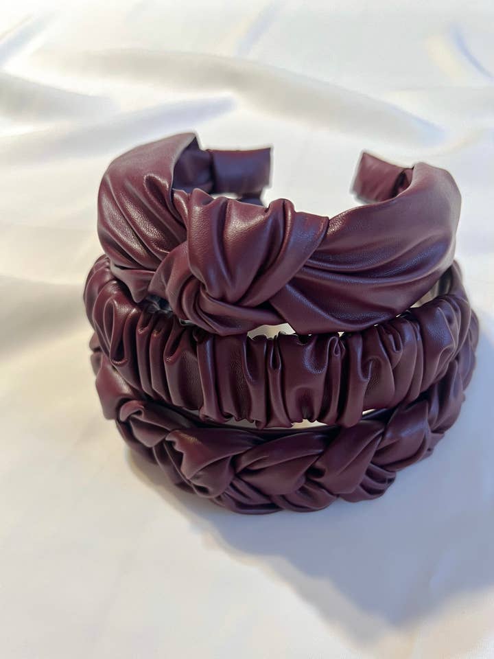 Berry Pleather Headbands | Deep Red Pleather Headbands | Lim for wholesale by Grace.E.Co