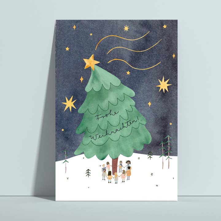 Christmas card Christmas tree with shooting star for wholesale by Hannahs Firlefanz