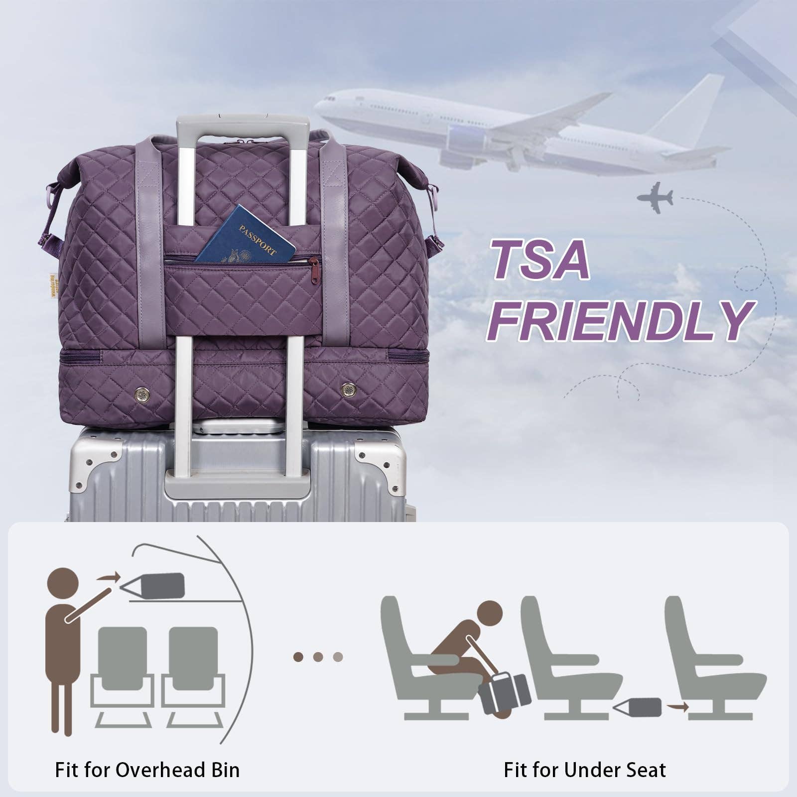 wandf – Engroshandel Stor rejse- og weekendtaske - Dame – Carry On Weekender-taske med skorum Rejsetaskesæt16