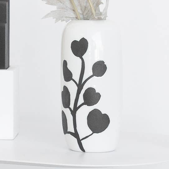 JARRÓN PEQUEÑO DE CERÁMICA BLANCA - PINTADO A MANO HF para venta al por mayor de Helio Ferretti