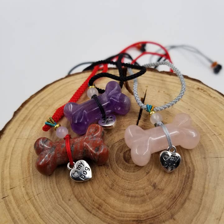 CHAKRA JEWELRY - Wholesale Pendant/Charm Necklace - "Love My Dog" Pet Natural Stone Bone Pendant Necklace1
