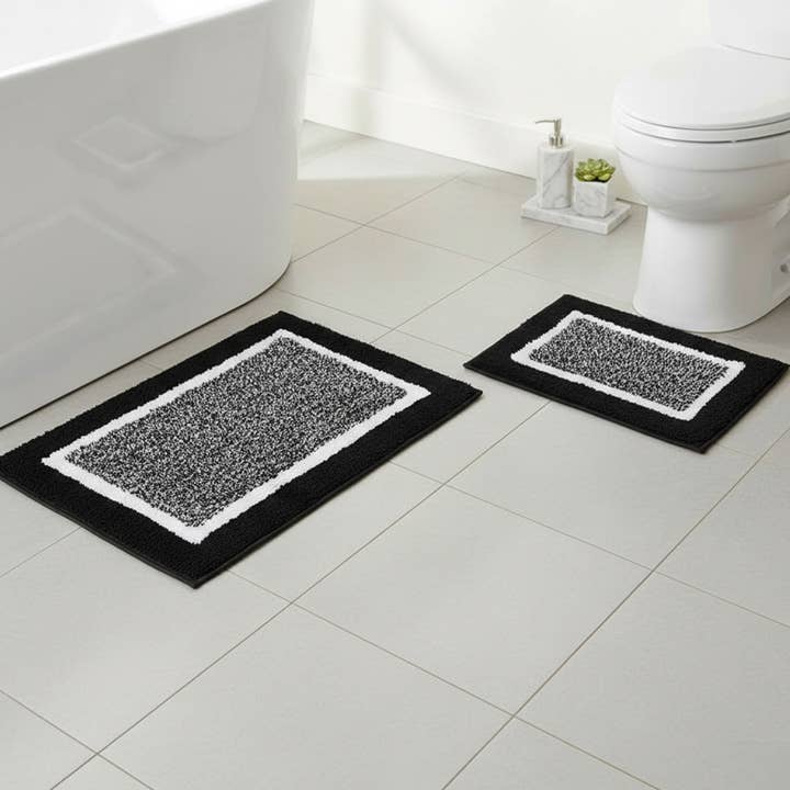 Riva Home Microfibre Grey Anti-Slip Bathmat Set – 2 Pcs for wholesale by RIVA HOME