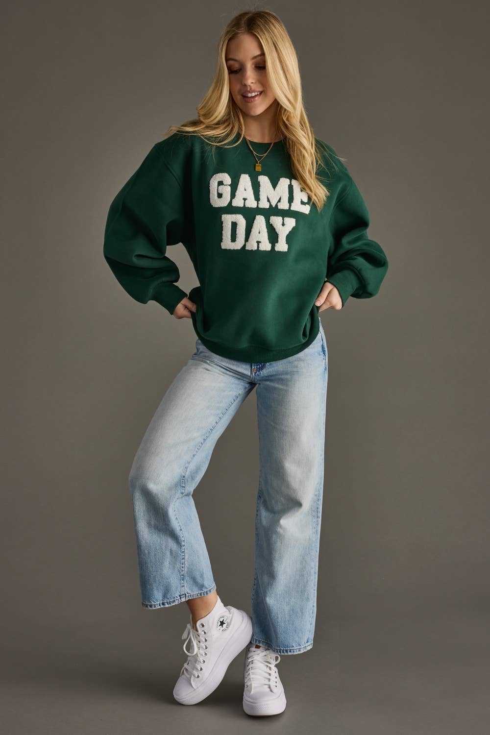 Panache Apparel Co. - Wholesale Graphic Sweatshirt - Women's - Green Game Day Sweatshirt1