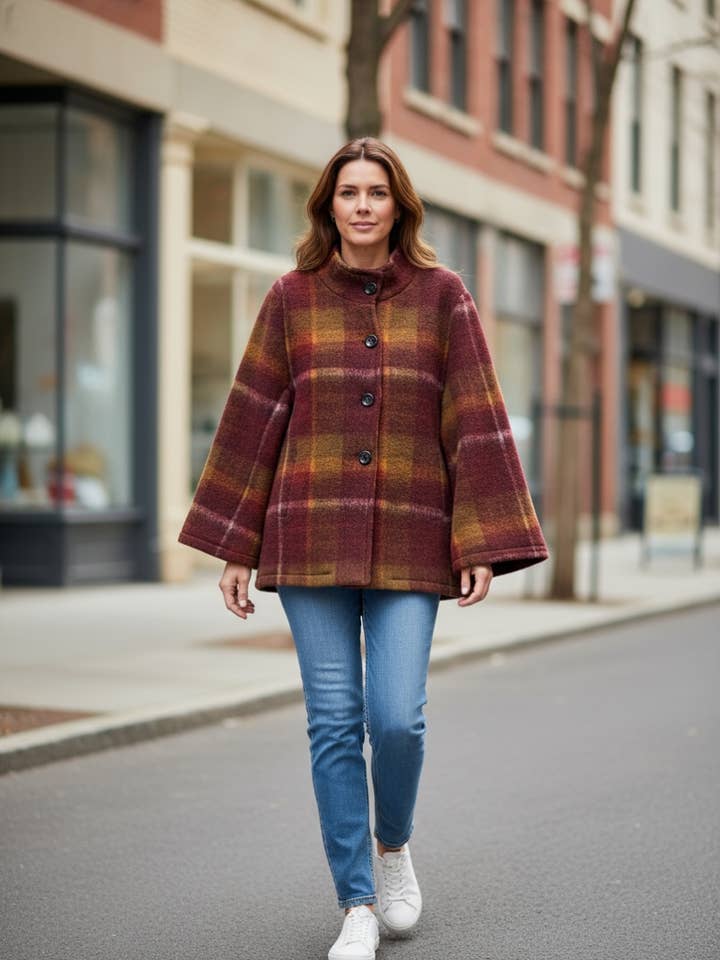 04906A JACKET WITH ECO-FRIENDLY TARTAN POCKETS for wholesale by LINEN & COTTON HOUSE