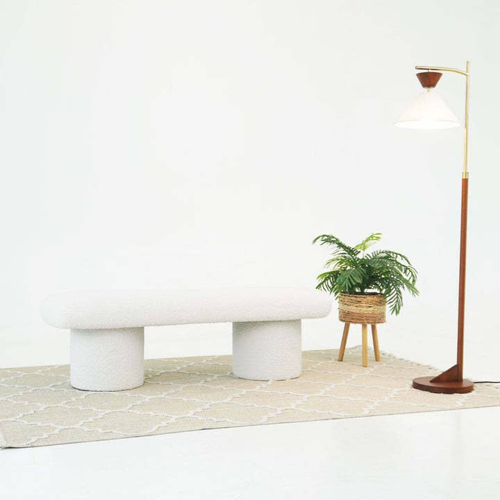 HOMYCASA DESIGN INC - Wholesale Bench - Randolph Ivory Boucle Bench Japanese Minimalist Decor Bench5