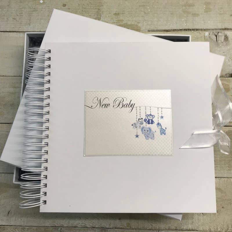 White Cotton Cards – wholesale Keepsake box – Child & baby – Baby Blue Hanging Toys Set with Album, Keepsake Box & Book5