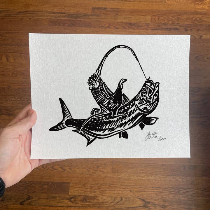 Turkey Riding Tarpon Print Limited Edition for wholesale by Jaybo Art